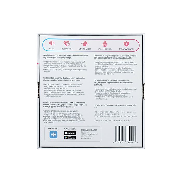 Lovense Gemini App-Controlled Vibrating Nipple Clamps